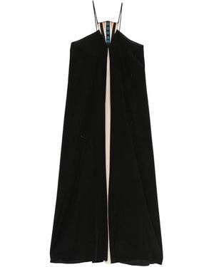VOLANTIS Geometric-Print Silk Maxi Dress - Black