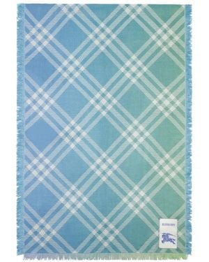 Burberry Gradient Check Wool Silk Scarf - Blue