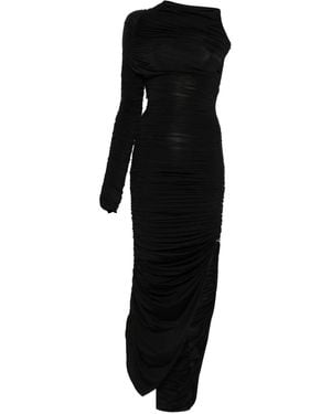 Mugler Draped One-Sleeve Evening Dress - Black