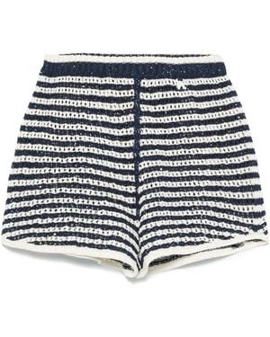 Palm Angels Striped Knit Shorts - Blue