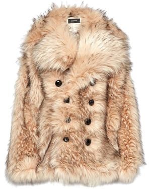 DSquared² Double-Breasted Faux-Fur Coat - Natural