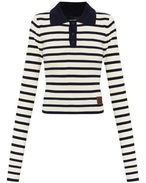 DSquared² Striped Long-Sleeve Polo Shirt - Black