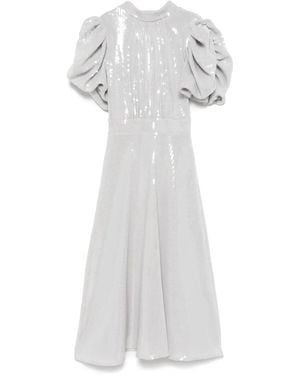 ROTATE BIRGER CHRISTENSEN Sequined Puff-Sleeve Midi Dress - White