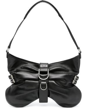 Blumarine Large Butterfly Leather Shoulder Bag - Black