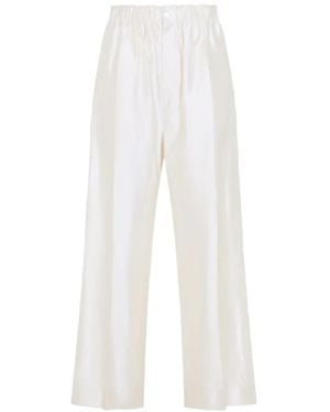 Carven Elasticated-Waist Wide-Leg Trousers - White