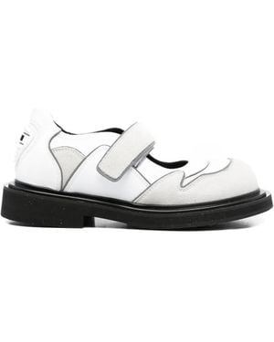 Moschino Strap Panelled Leather Ballet Flats - White