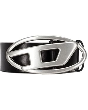 DIESEL Logo-Buckle Leather Belt - Black