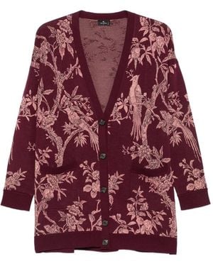 Etro Cardigan Con Scollo A V - Rosso