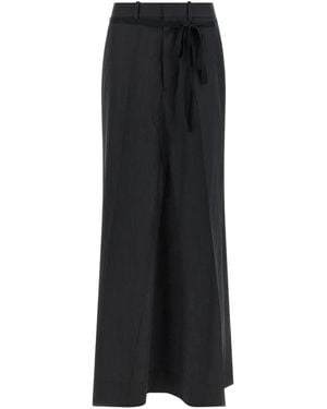 Maison Margiela Jupe Droite À Bords Frangés - Black