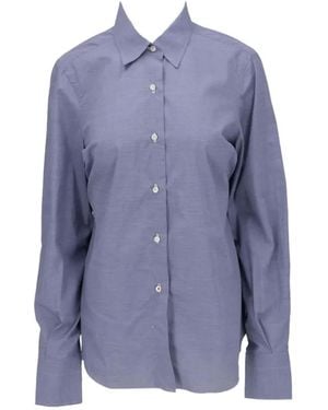 Isaia Button-Down Long-Sleeve Shirt - Blue
