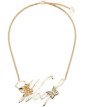 Blumarine Rose-Detail Butterfly-Detail Necklace - Natural