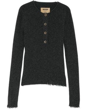 Uma Wang Ribbed-Knit Button-Up Sweater - Black