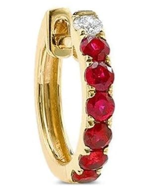 Robinson Pelham Aros Midi En Oro Amarillo De 14 Ct Con Diamantes Y Rubí - Blanco