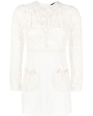 DSquared² Logo-Lace Long-Sleeve Minidress - White