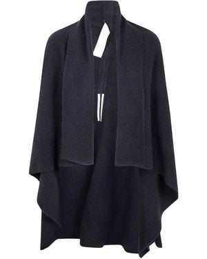 Rick Owens Wrap Draped Wool Cardigan - Blue