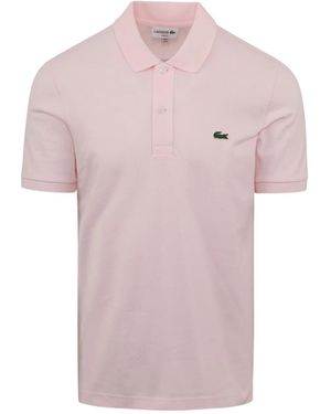 Lacoste L.12.12 Ribbed-Collar Polo Shirt - Pink