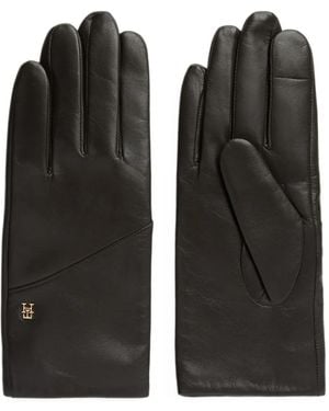 Tommy Hilfiger Handschuhe Aus Leder Mit Logo-Schild - Schwarz