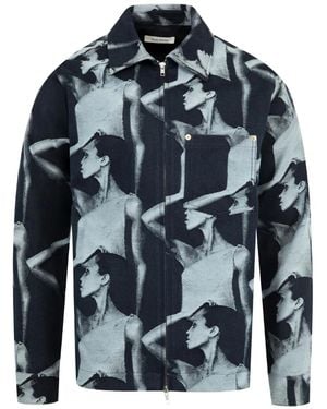 Wales Bonner Photographic-Print Zip Jacket - Blue
