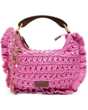 Twinset Ruffled Woven Tote Bag - Pink