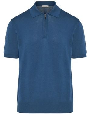 Canali Zip Short-Sleeve Polo Shirt - Blue