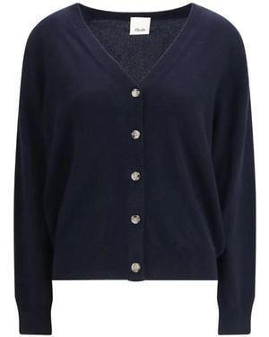 Allude V-Neck Button Cardigan - Blue