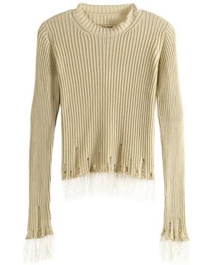 Uma Wang Fransenpullover Im Distressed-Look - Weiß