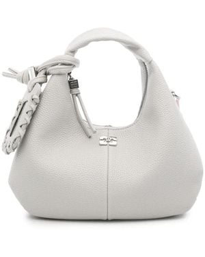 Ganni Bou Knotted Leather Tote Bag - Gris
