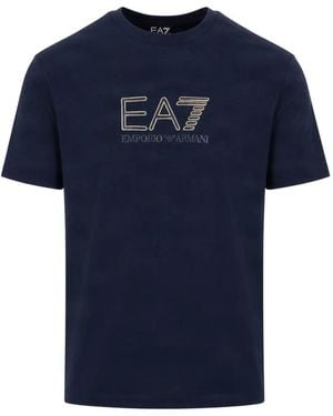 EA7 Logo-Print T-Shirt - Blue