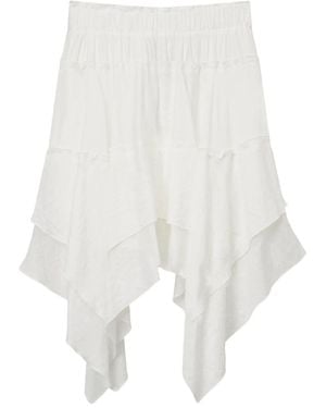 B+ AB Asymmetric Tiered Skirt - White