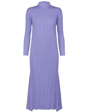Pleats Please Issey Miyake Ole! Pleated High-Neck Maxi Dress - Purple
