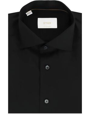 Eton Buttoned Wool Shirt - Black