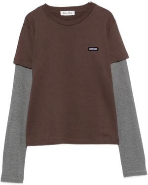 Miu Miu T-Shirt Im Layering-Look - Braun