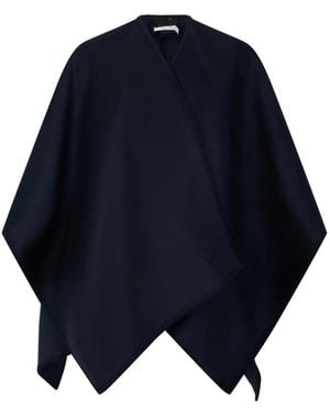 Max Mara Blanket-Stitch Cape Jacket - Blue