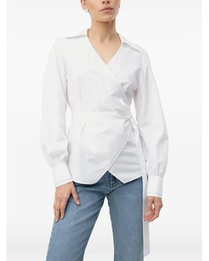 BOSS Blouse À Coupe Droite Et Boutonnage Portefeuille - Blanc