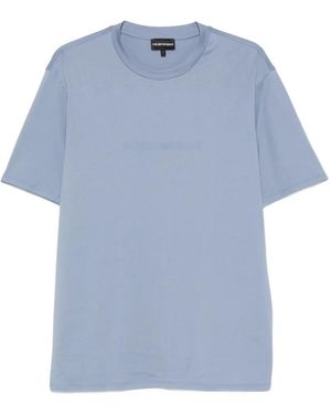 Emporio Armani Logo-Print Crew-Neck T-Shirt - Blue
