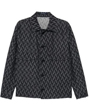 Tagliatore Chest-Pockets Patterned Shirt Jacket - Black