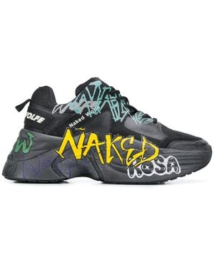Naked Wolfe Graffiti Platform Low Top Trainers - Black