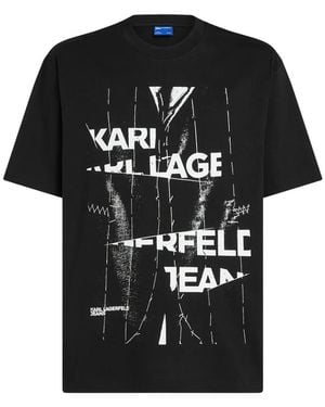 KARL LAGERFELD Graphic Cotton T-Shirt - Black