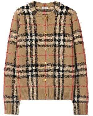 Burberry Check-Pattern Cashmere Cardigan - Brown