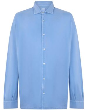 Fedeli Camisa De Algodón De Manga Larga - Azul