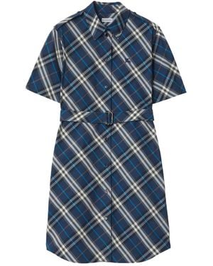 Burberry Chemisier Corto A Quadri - Blu