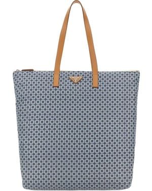 Prada Large Geometric-Pattern Tote Bag - Blue