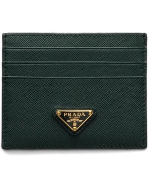Prada Saffiano Leather Card Holder - Green