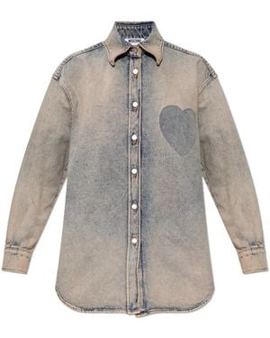 Moschino Heart-Detail Denim Shirt - Grey