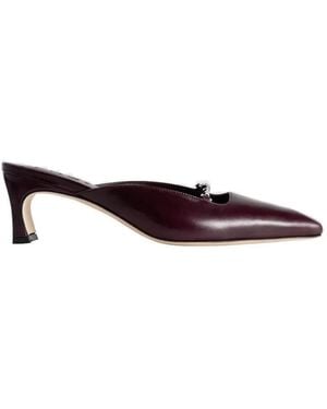 BY FAR Leda Chain-Detail Mules - Red