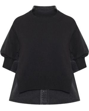 Sacai Pullover Mit Jeanseinsätzen - Blau