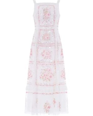 Needle & Thread Vestido Blossom Bib Midi Con Lentejuelas - Blanco