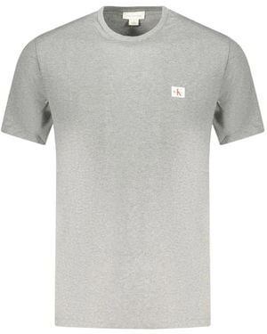 Calvin Klein Classic Logo-Patch Cotton T-Shirt - Grey