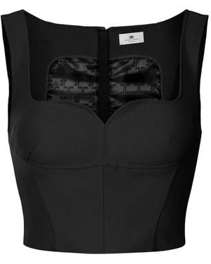 Elisabetta Franchi Sweetheart-Neckline Top - Black