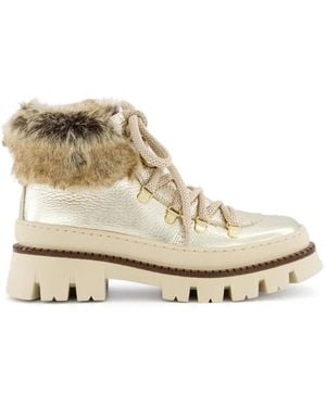 Gibaldi Botas Con Cordones Y Ribete De Pelo Artificial - Blanco